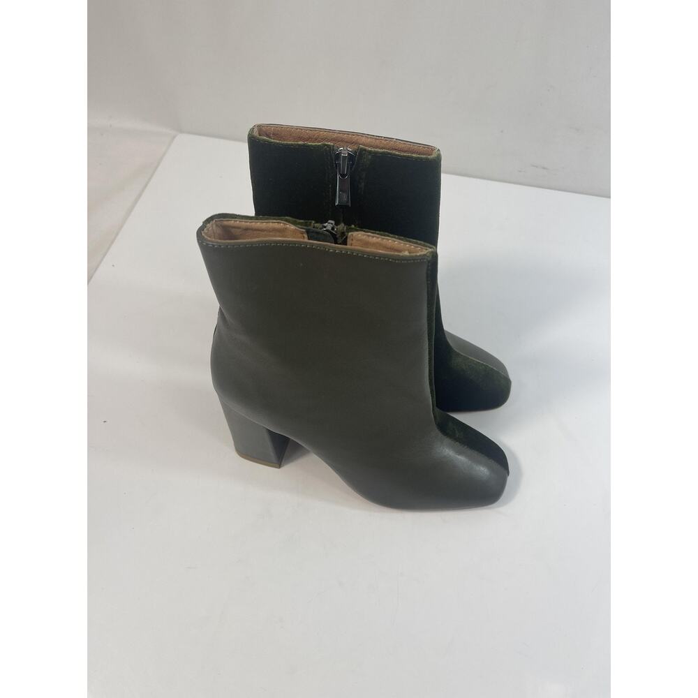 JAGGAR Boots Women's Size 5 Khaki Blocked Boot Velvet Ankle Heel Zip Pointed Toe - Picture 6 of 11